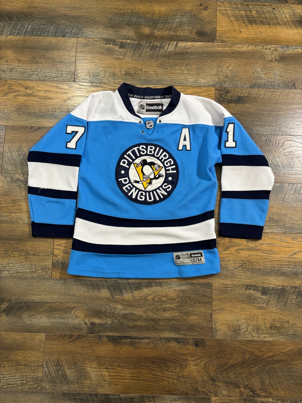 Reebok Pittsburgh Penguins Youth Light Blue Hockey Jersey with White & Navy